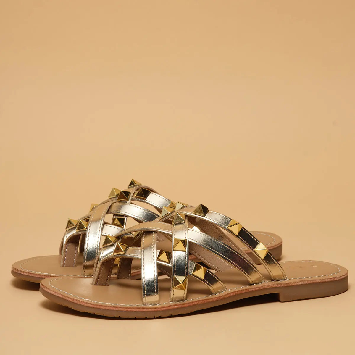 Mian Studded Flats Indian Leather Company