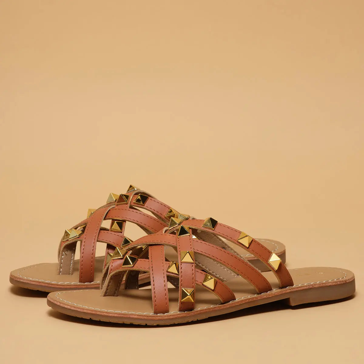 Mian Studded Flats Indian Leather Company