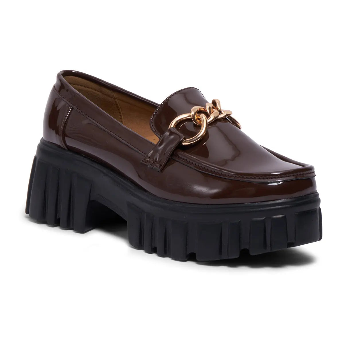 Mocha Embellished Chunky Loafers Aleeza International