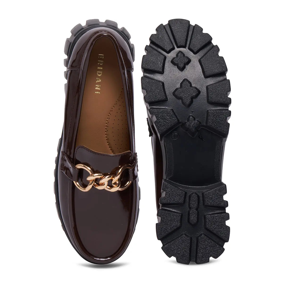 Mocha Embellished Chunky Loafers Aleeza International