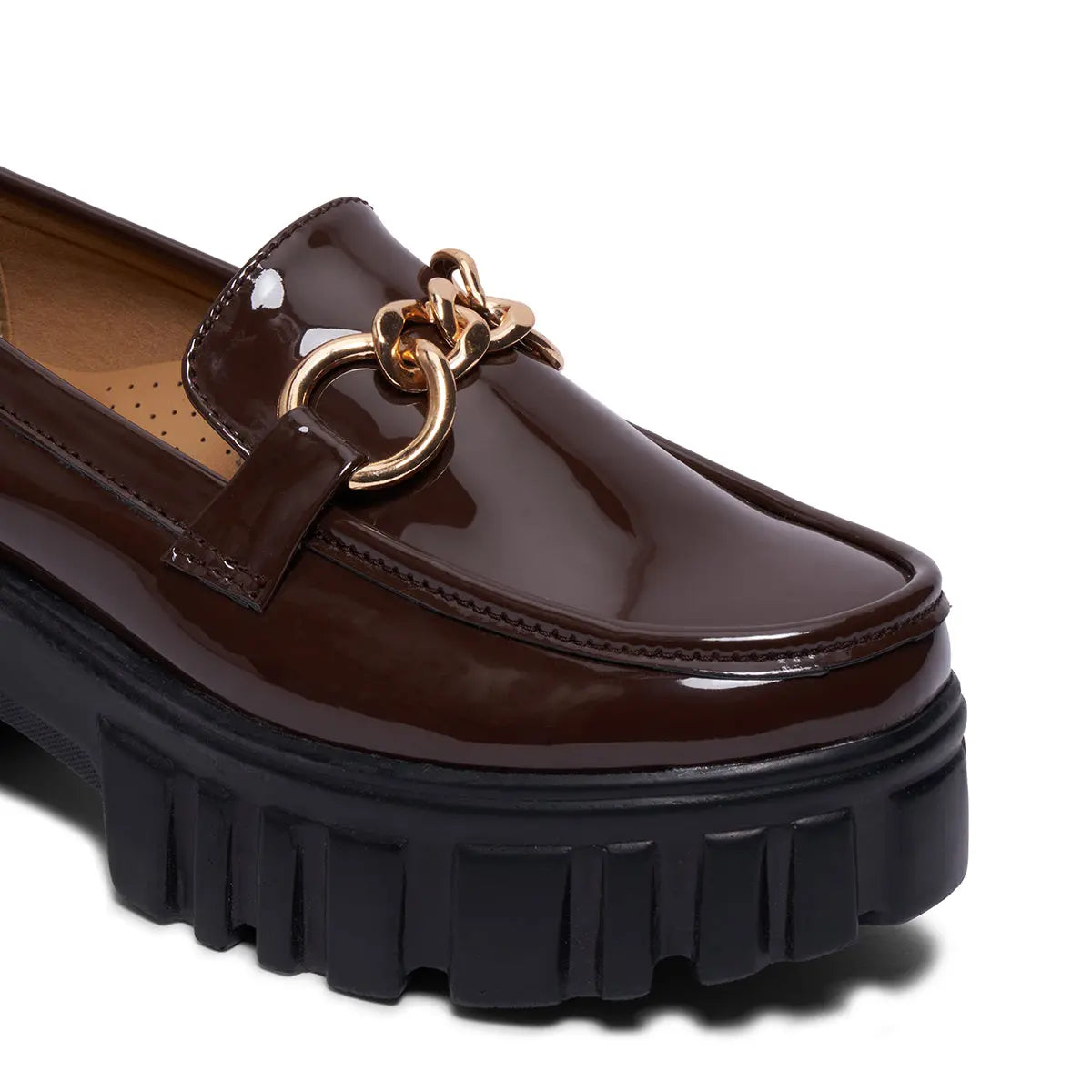 Mocha Embellished Chunky Loafers Aleeza International