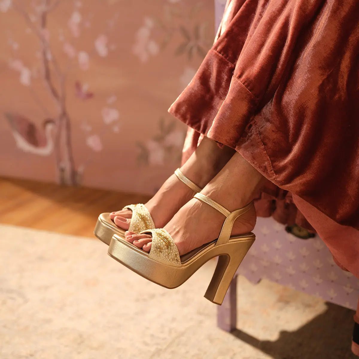 Rasha Embroidered Heels Mahek Footwear