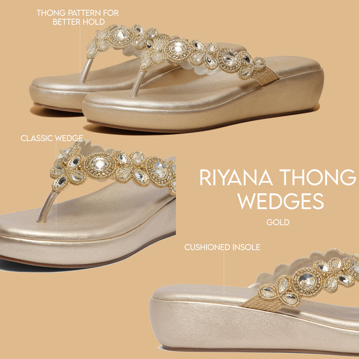 Riyana Thong Wedges Regina Footwear Eridani