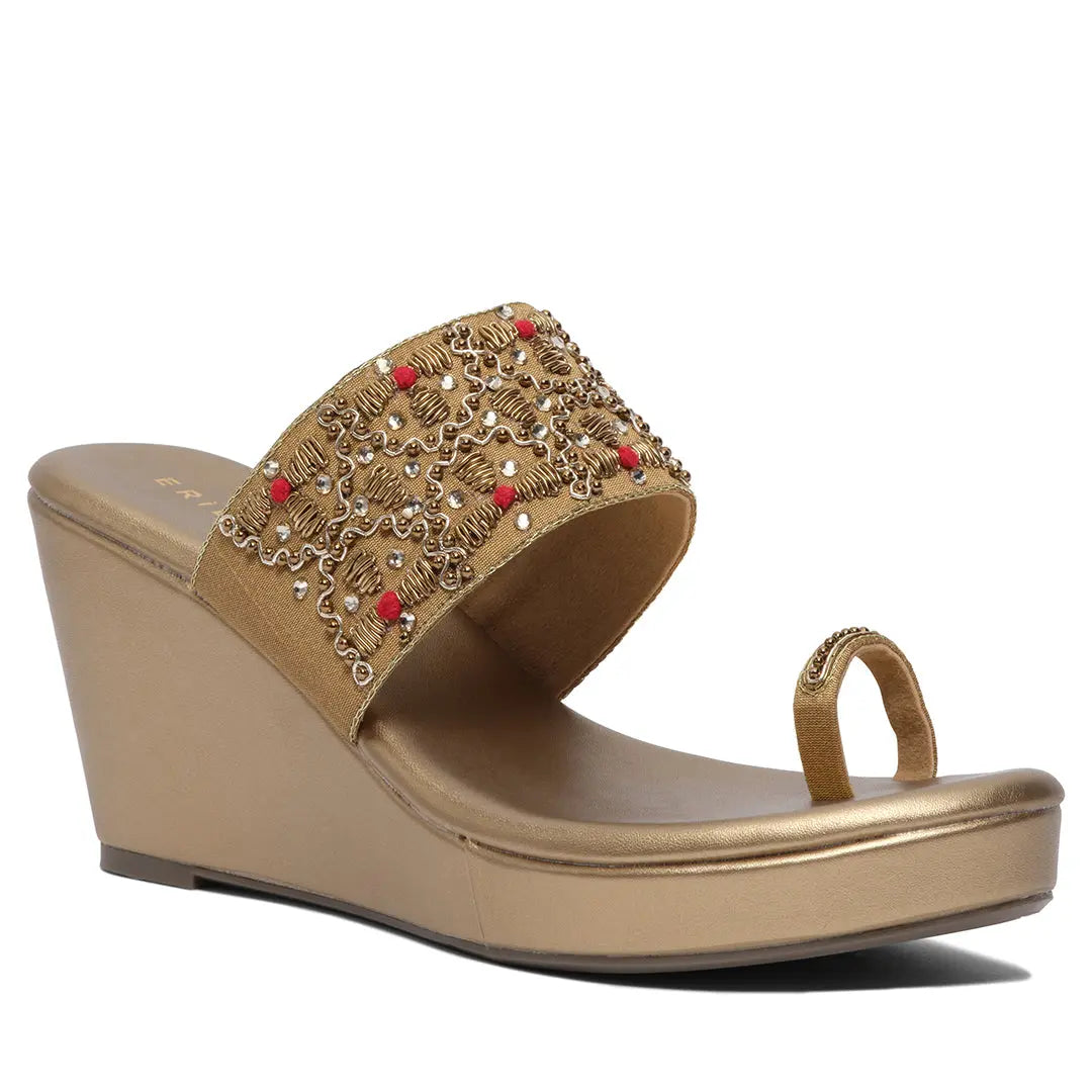 Wrija Embroidered Wedges Mahek Footwear