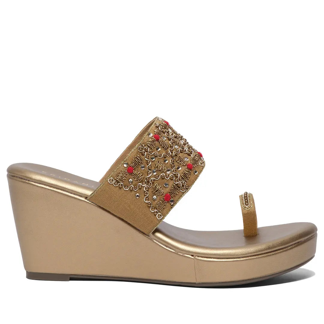 Wrija Embroidered Wedges Mahek Footwear