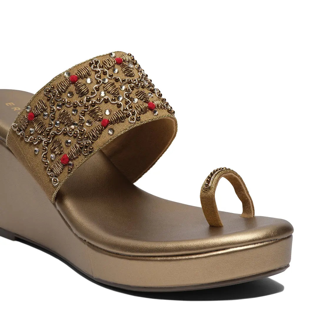 Wrija Embroidered Wedges Mahek Footwear