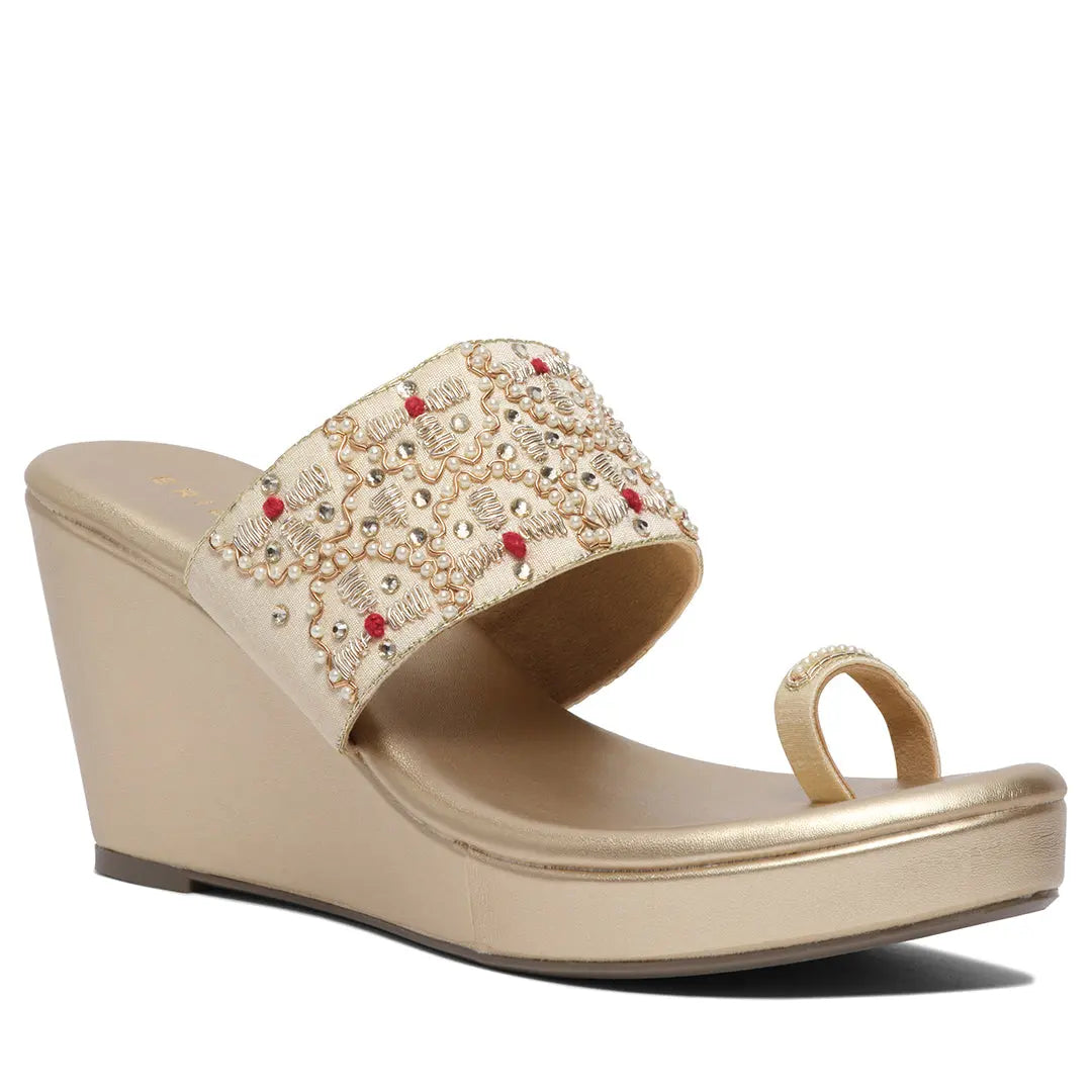 Wrija Embroidered Wedges Mahek Footwear