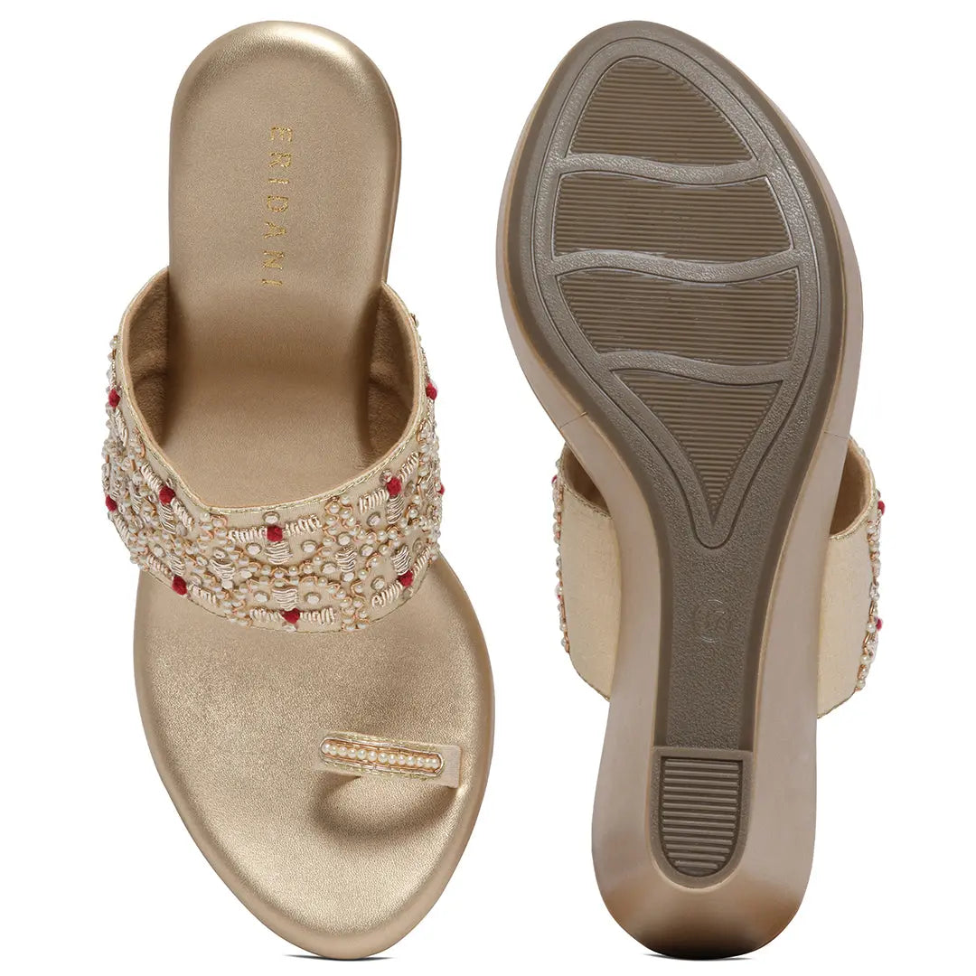 Wrija Embroidered Wedges Mahek Footwear