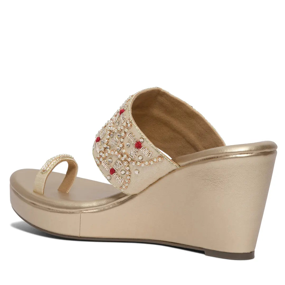 Wrija Embroidered Wedges Mahek Footwear