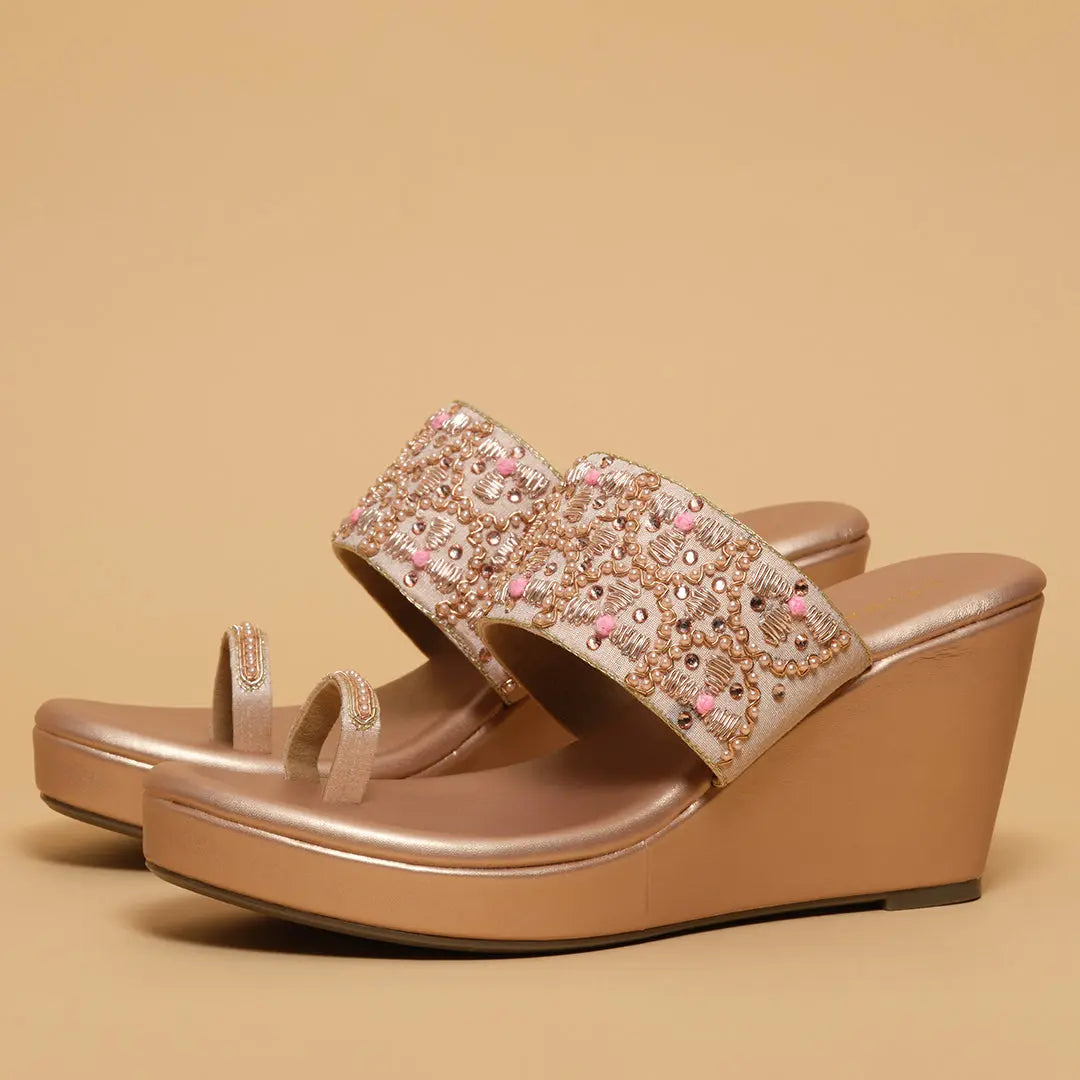 Wrija Embroidered Wedges Mahek Footwear