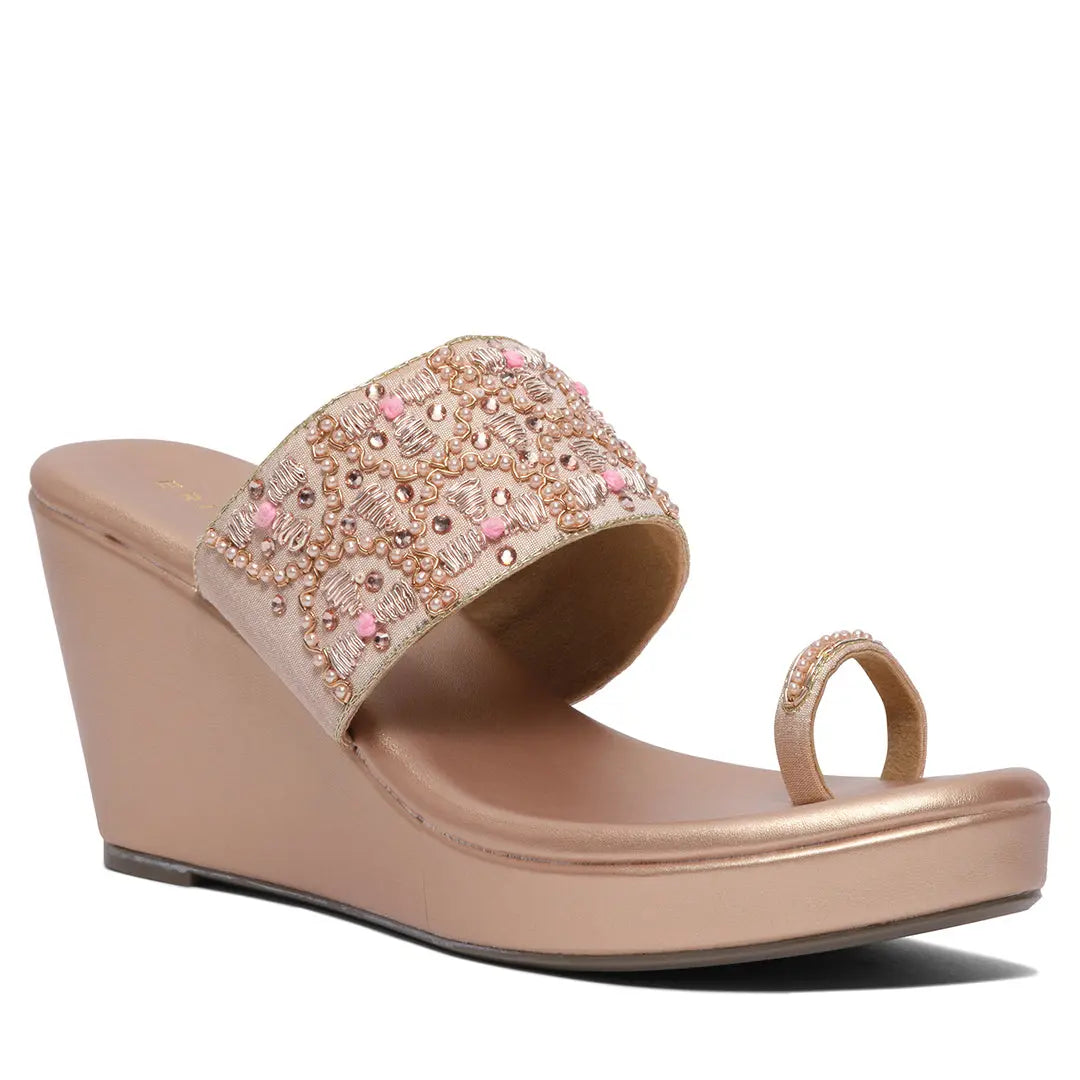 Wrija Embroidered Wedges Mahek Footwear