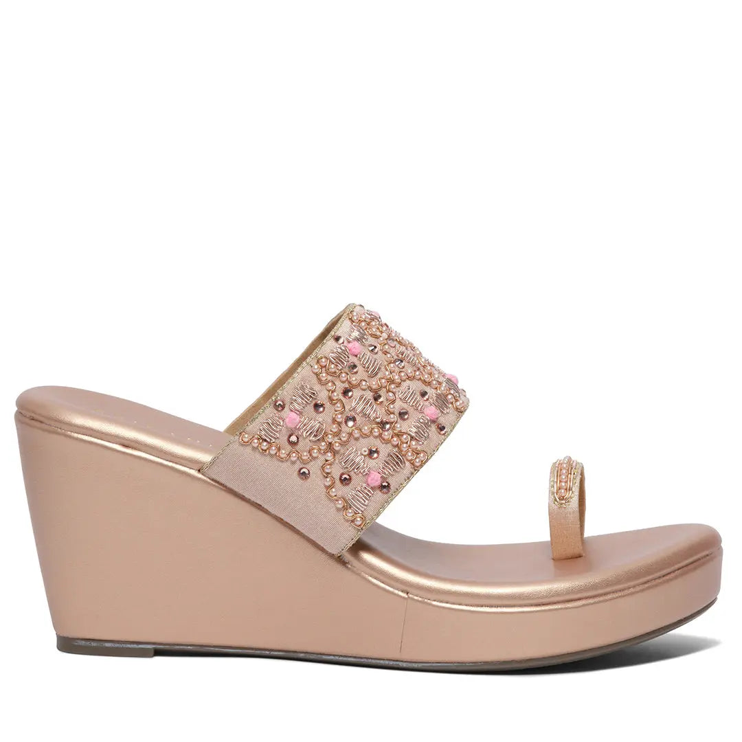Wrija Embroidered Wedges Mahek Footwear