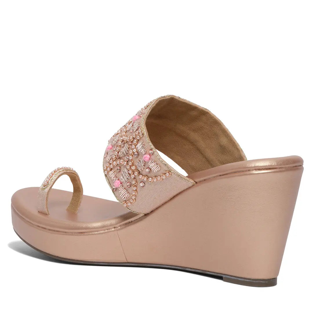 Wrija Embroidered Wedges Mahek Footwear