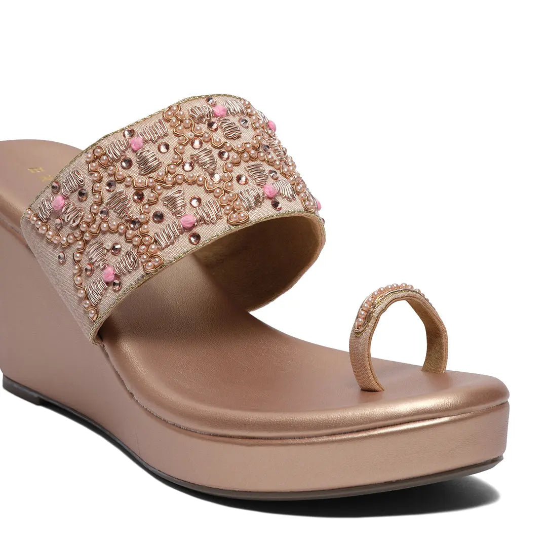 Wrija Embroidered Wedges Mahek Footwear