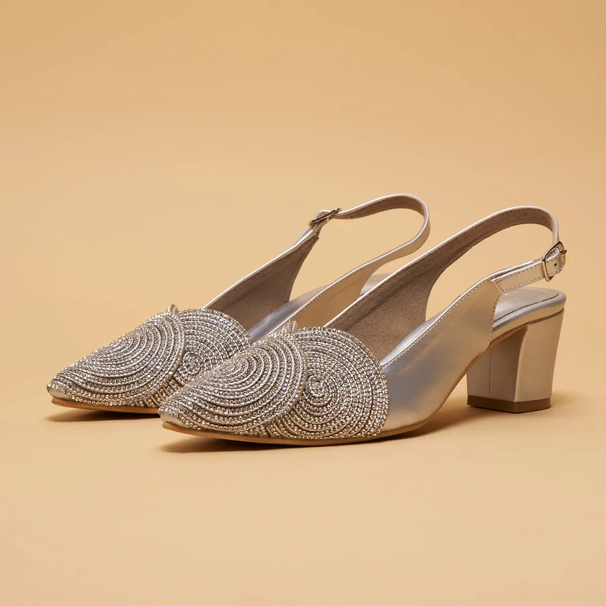 Zohra Embellished Slingback Heels Come