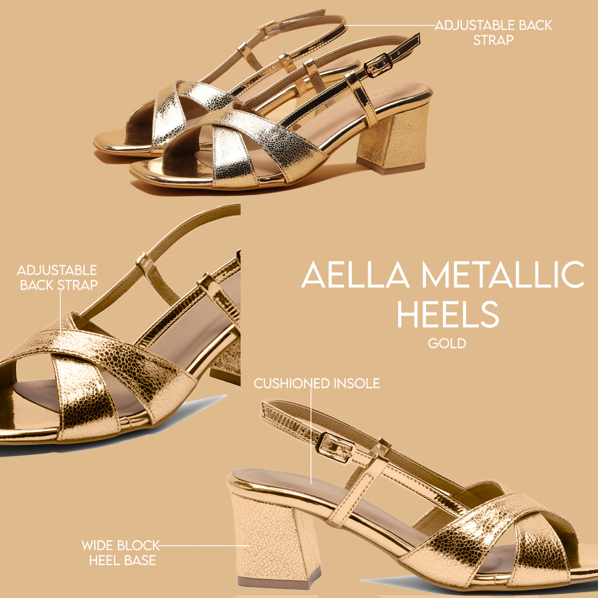 Aella Metallic Heels KM Footwear Eridani