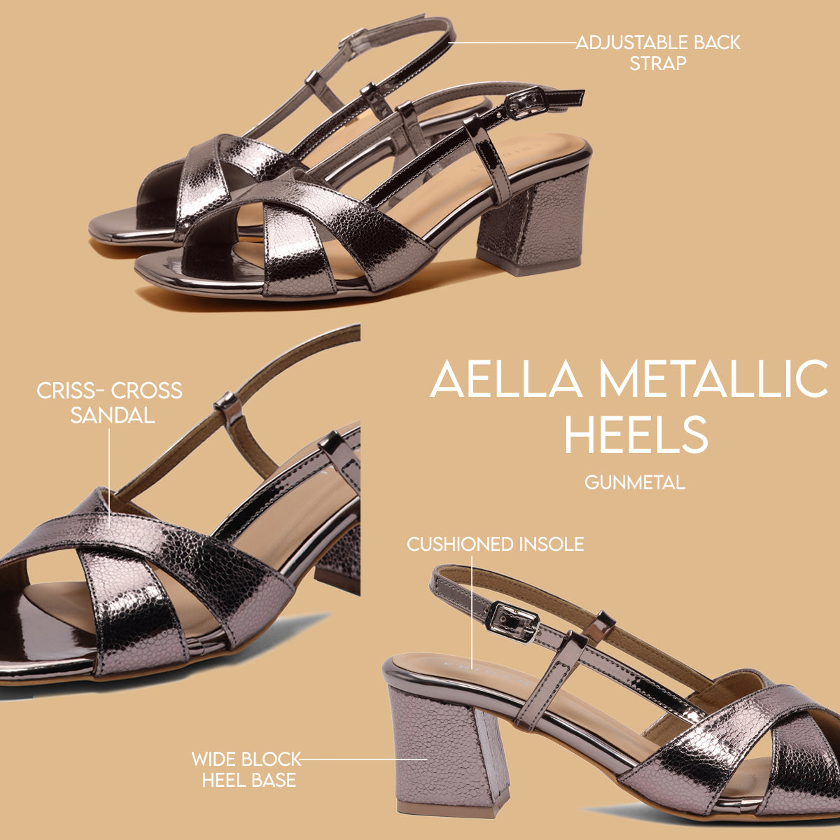 Aella Metallic Heels KM Footwear Eridani
