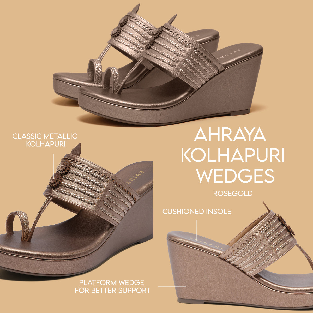 Ahraya Kolhapuri Wedges Macro Footwear Eridani