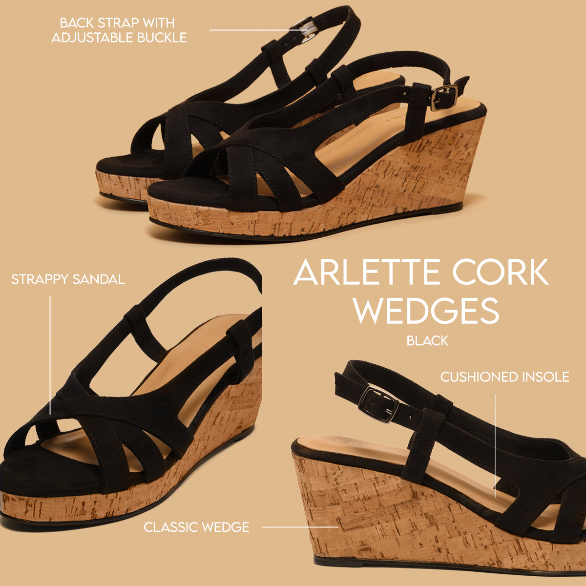 Arlette Cork Wedges Star Footwear Eridani