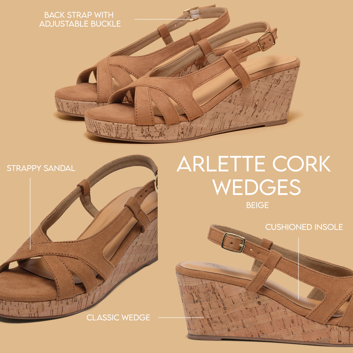 Arlette Cork Wedges Star Footwear Eridani