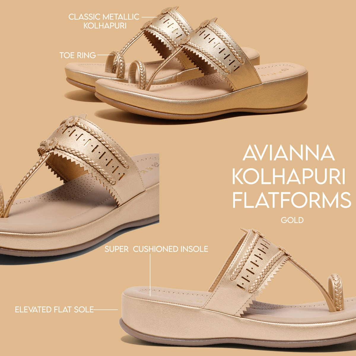 Avianna Kolhapuri Flatforms Indian Leather Company Eridani