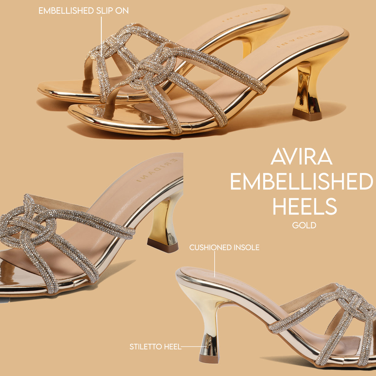 Avira Embellished Heels KM Footwear Eridani