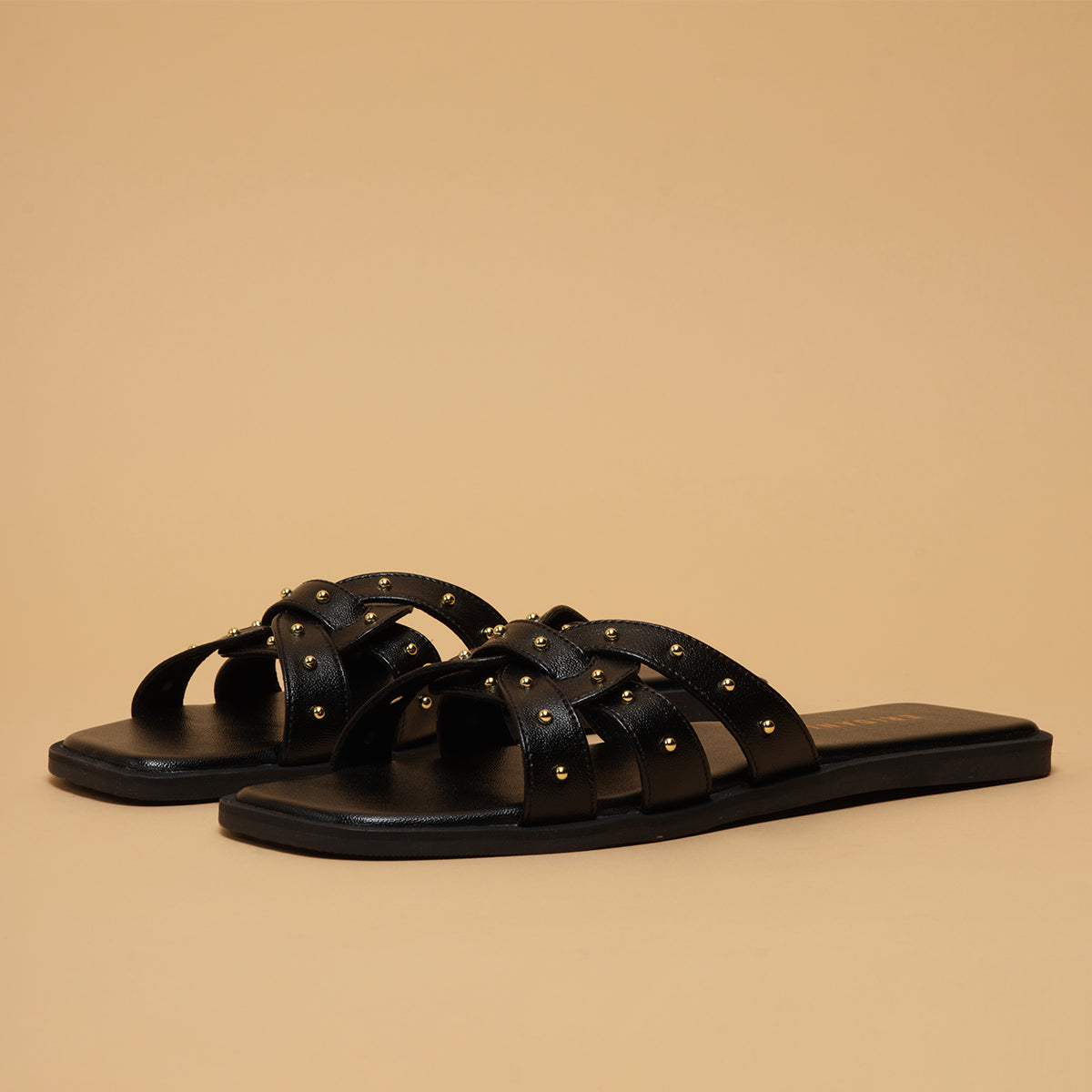 Caily Criss-Cross Studded Flats