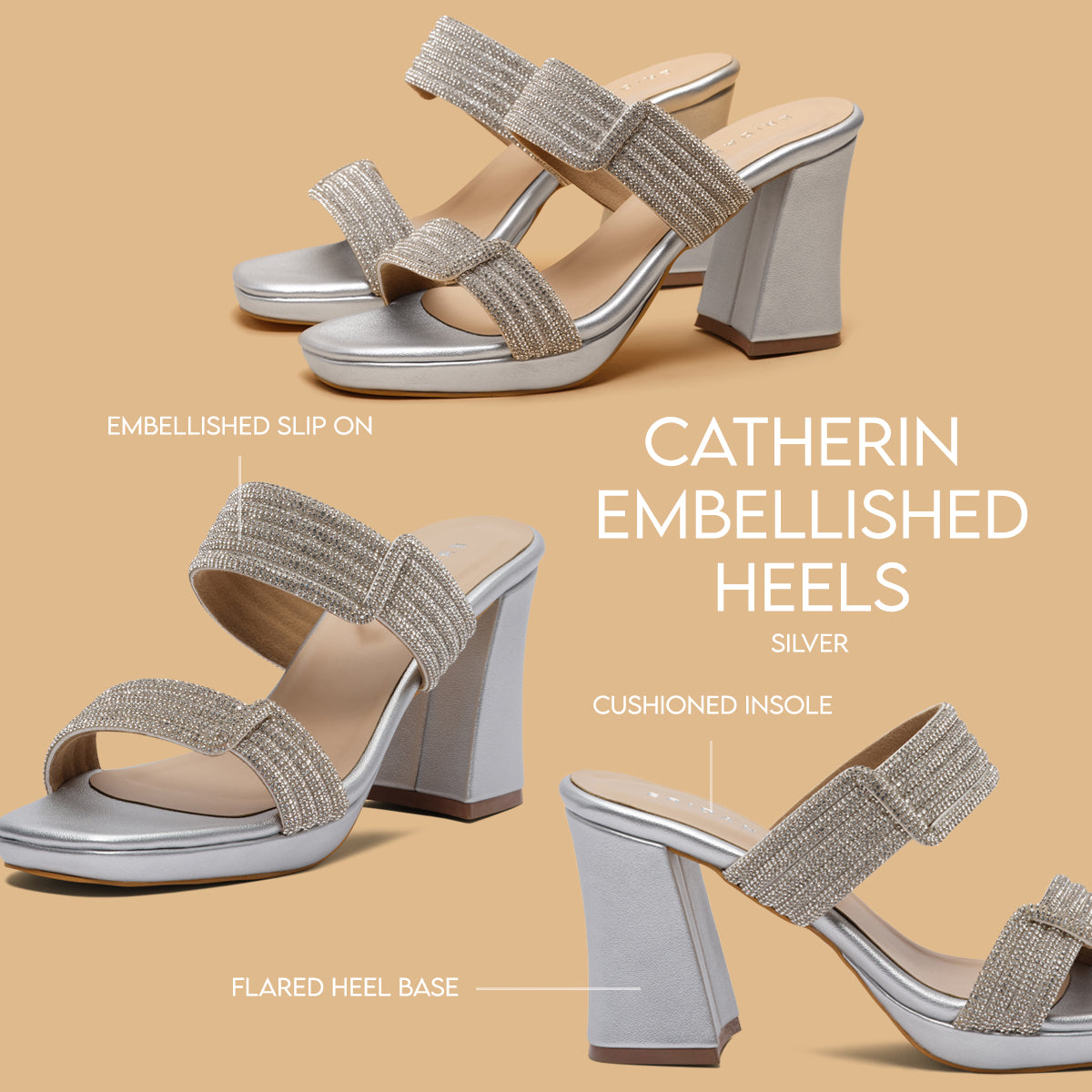 Catherin Embellished Heels National Shoes Eridani