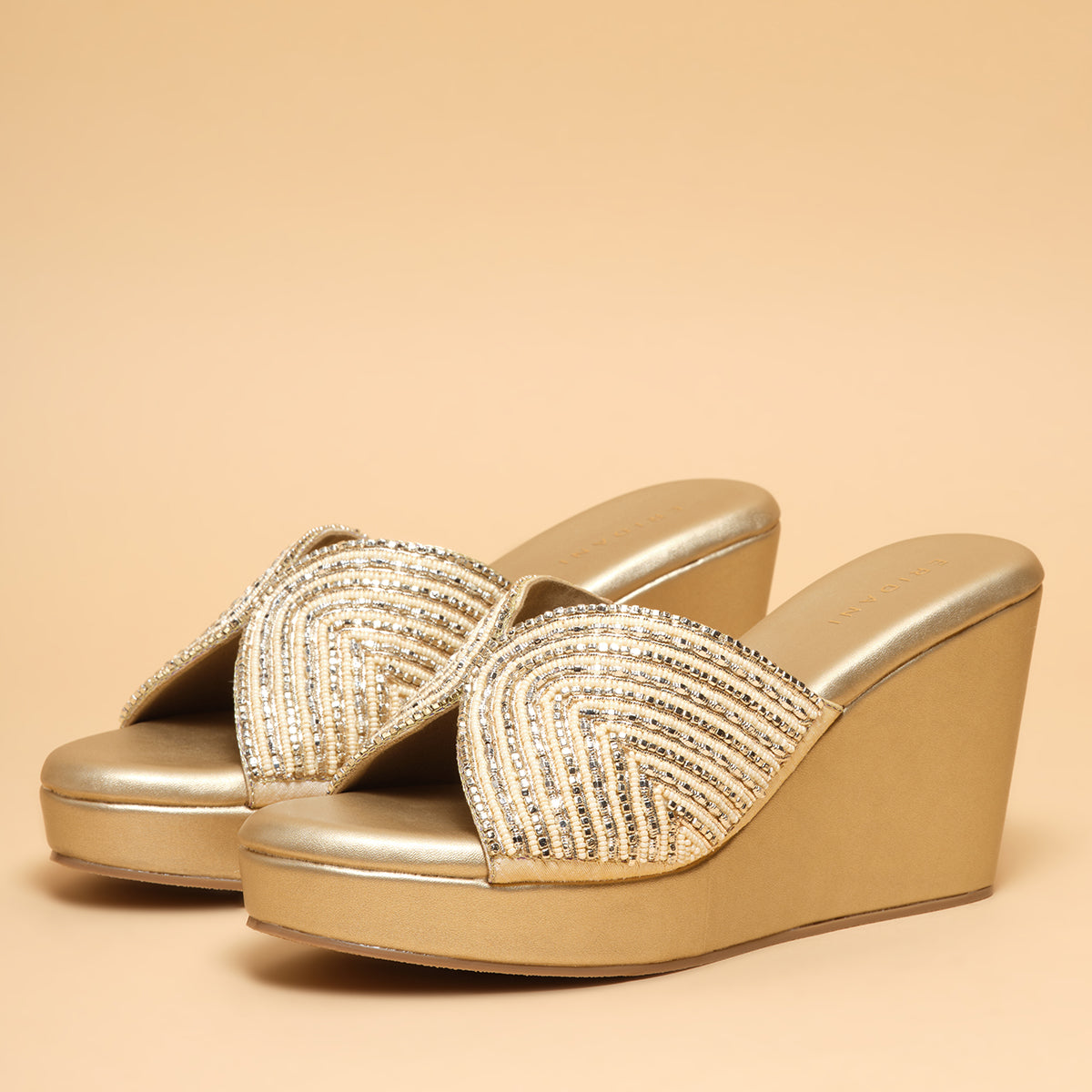 Elira Embroidered Wedges Mahek Footwear Eridani