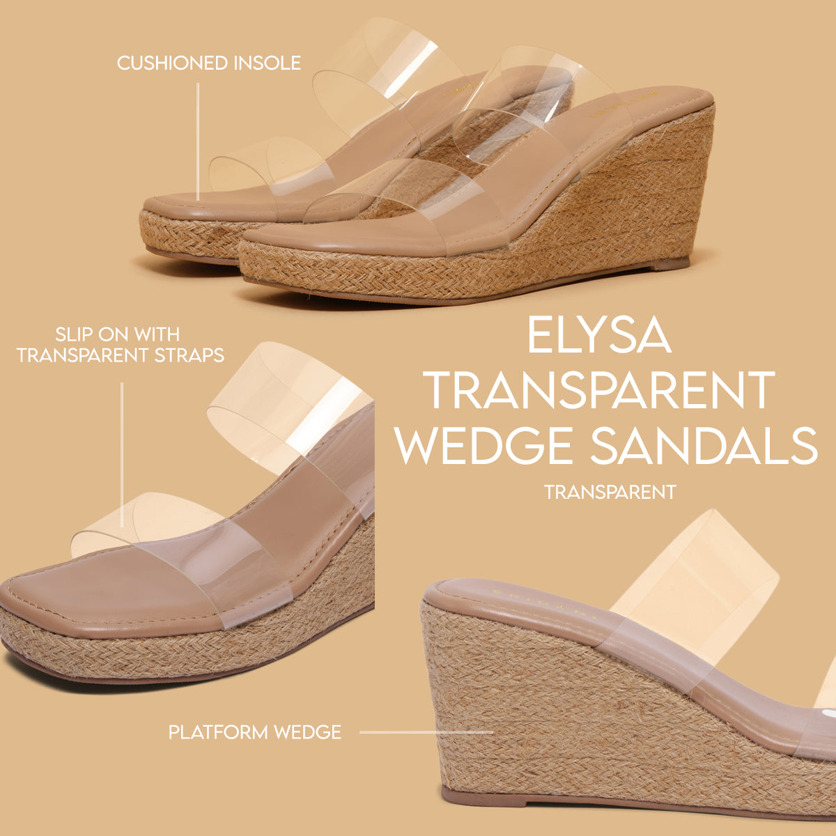 Elysa Transparent Wedge Sandals Ahmad Arts Eridani