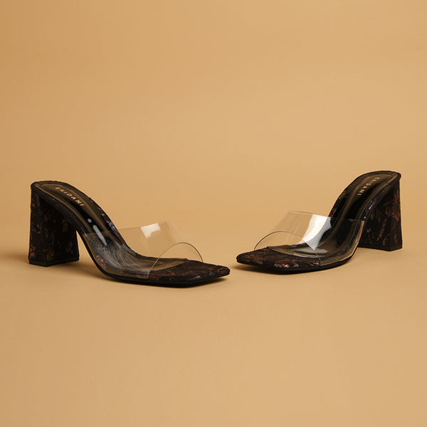 Faustina Transparent Upper Block Heels