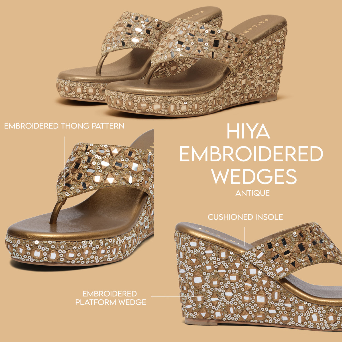 Hiya Embroidered Wedges Diamond Footwear Eridani