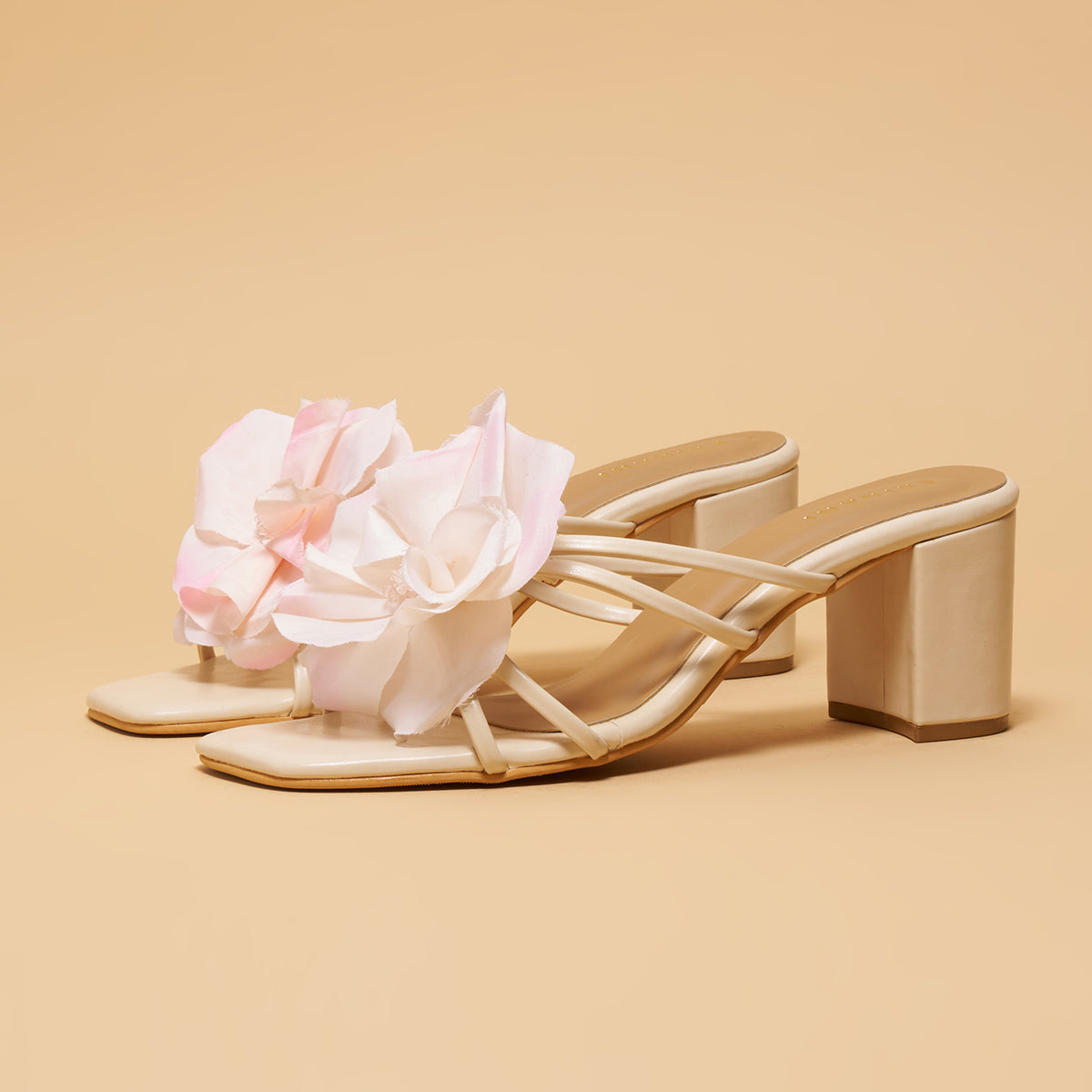 Honey Slip On Flower Strappy Heels