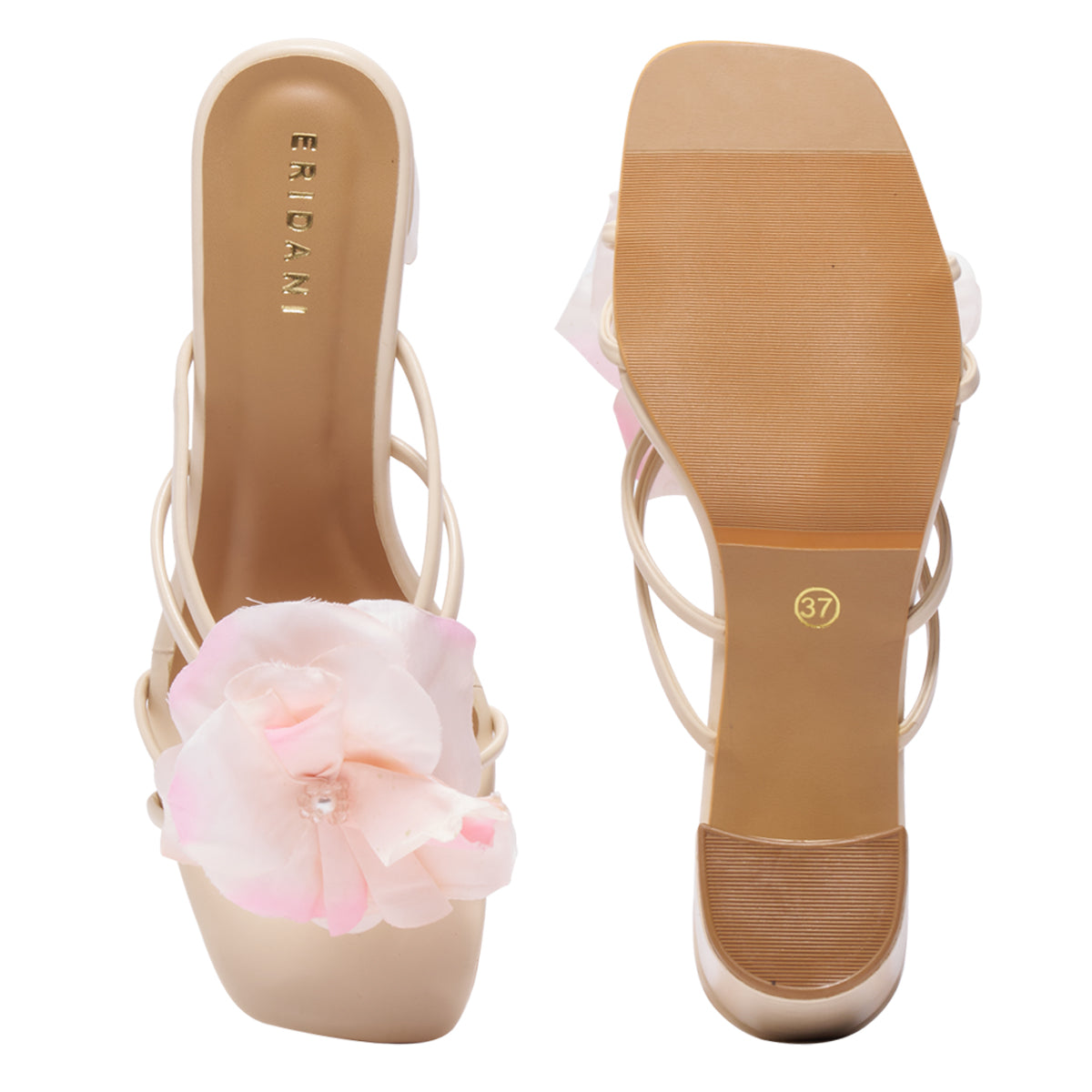 Honey Slip On Flower Strappy Heels