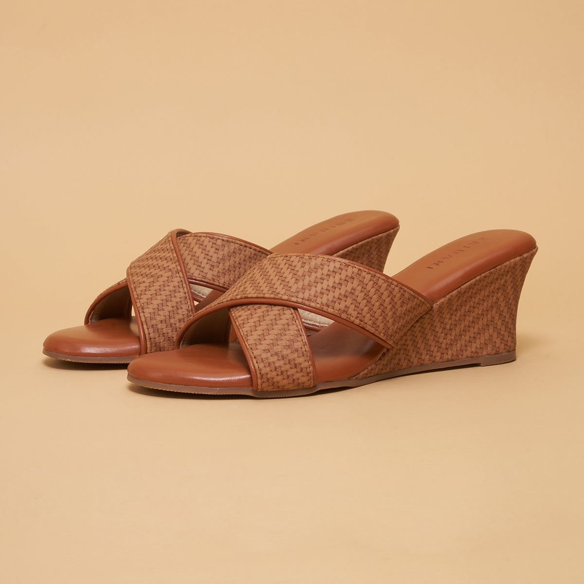 Joliee Cross-Straps Woven Wedges