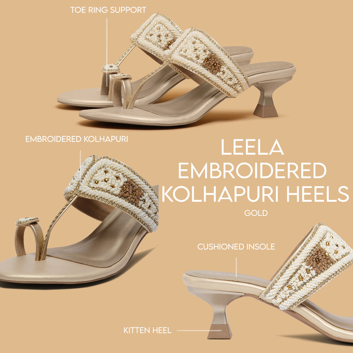 Leela Embroidered Kolhapuri Heels Mahek Footwear Eridani