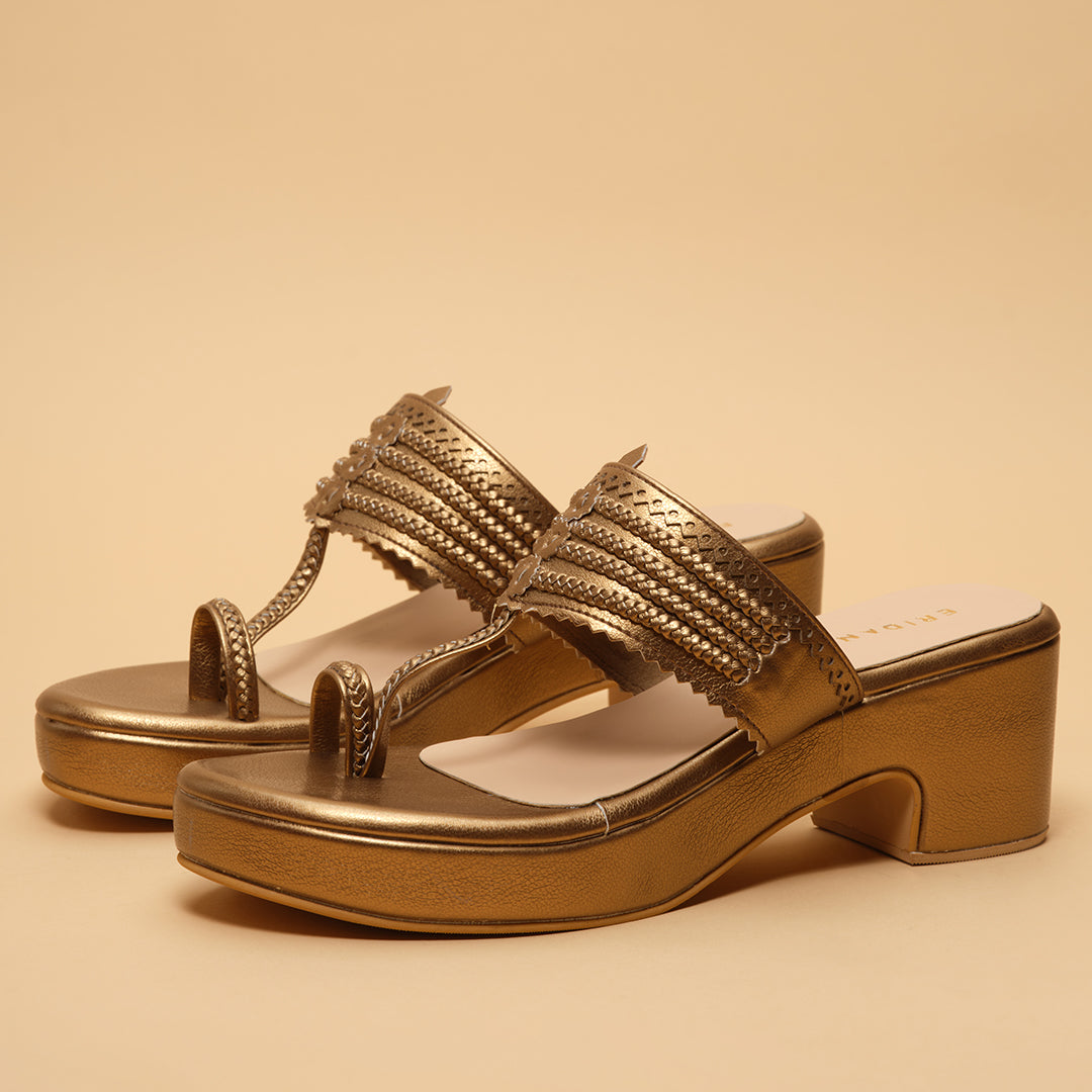 Leher Kolhapuri Wedges