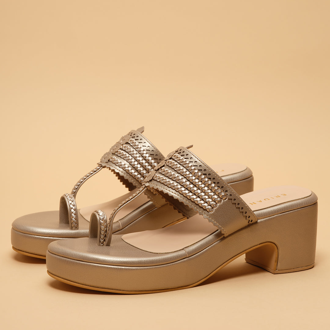Leher Kolhapuri Wedges