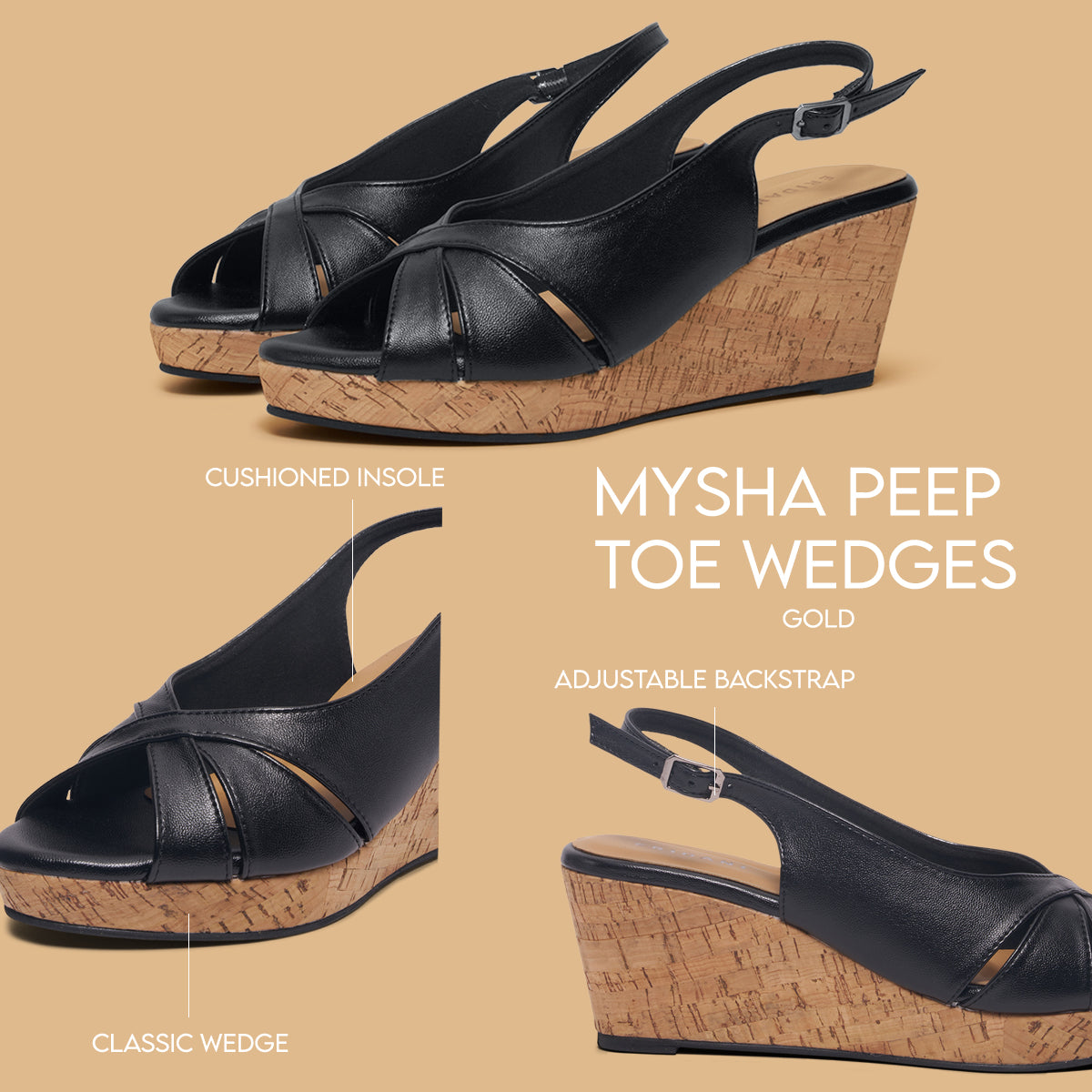 Mysha Peep Toe Wedges Star Footwear Eridani