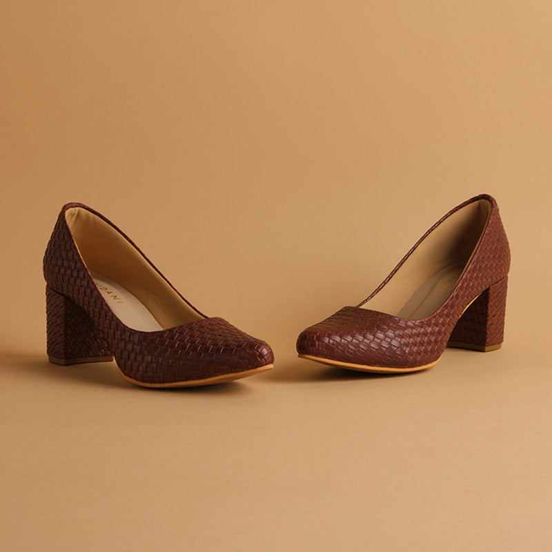 Philomela Textured Brown Heels