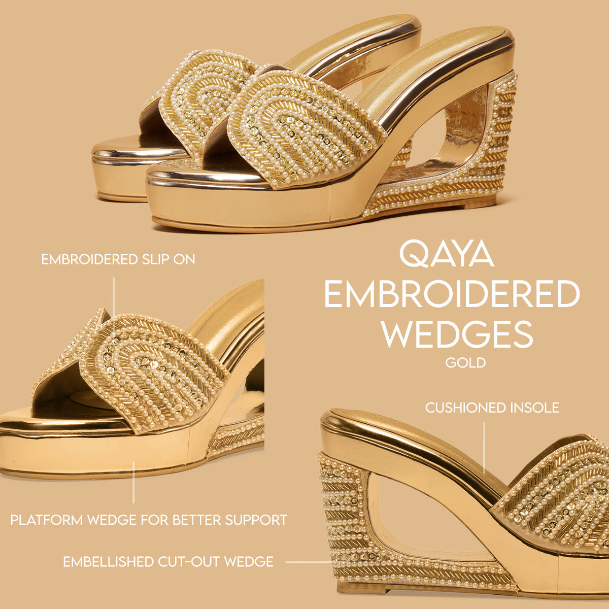 Qaya Embroidered Wedges Come Eridani