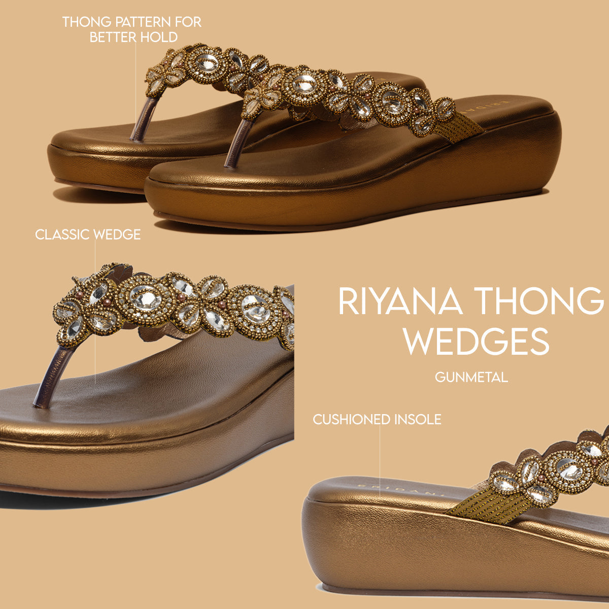Riyana Thong Wedges Regina Footwear Eridani