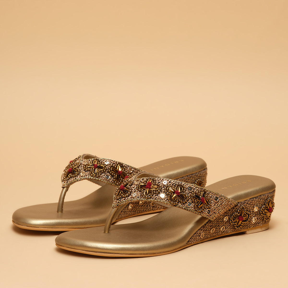 Roohee Embroidered Wedges Mahek Footwear Eridani