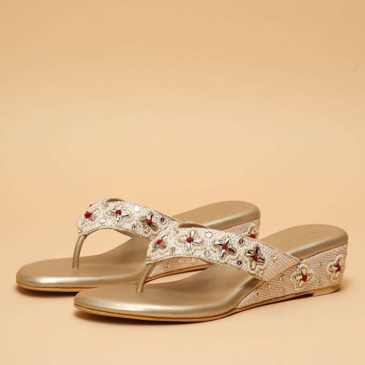Roohee Embroidered Wedges Mahek Footwear Eridani