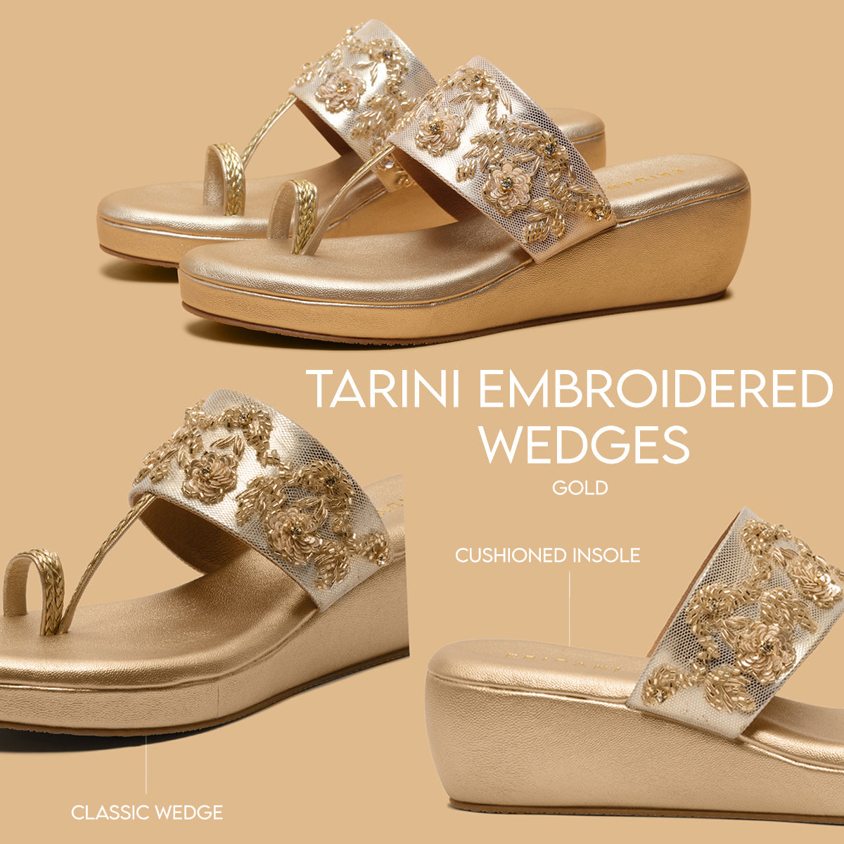 Tarini Embroidered Wedges Macro Footwear Eridani