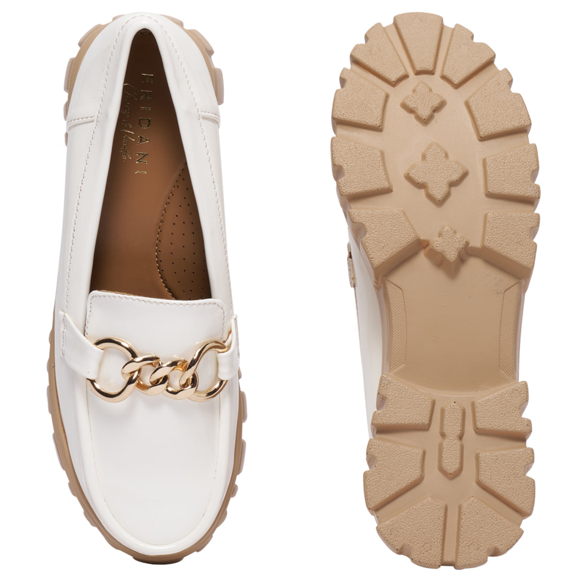 Vanilla Embellished Chunky Loafers